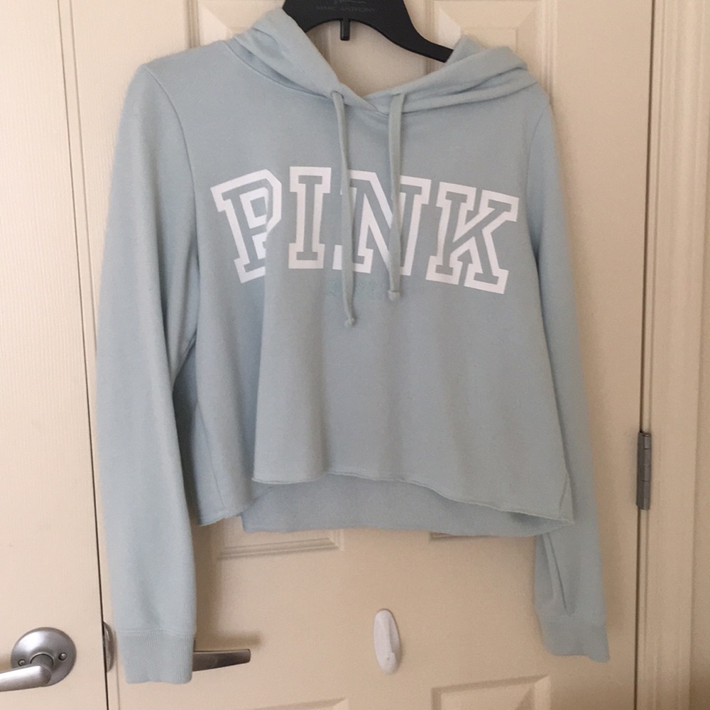 Light teal blue PINK hoodie